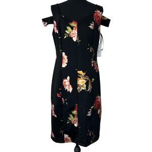 New Madison Gray cold shoulder floral sheath cocktail dress party colorful M